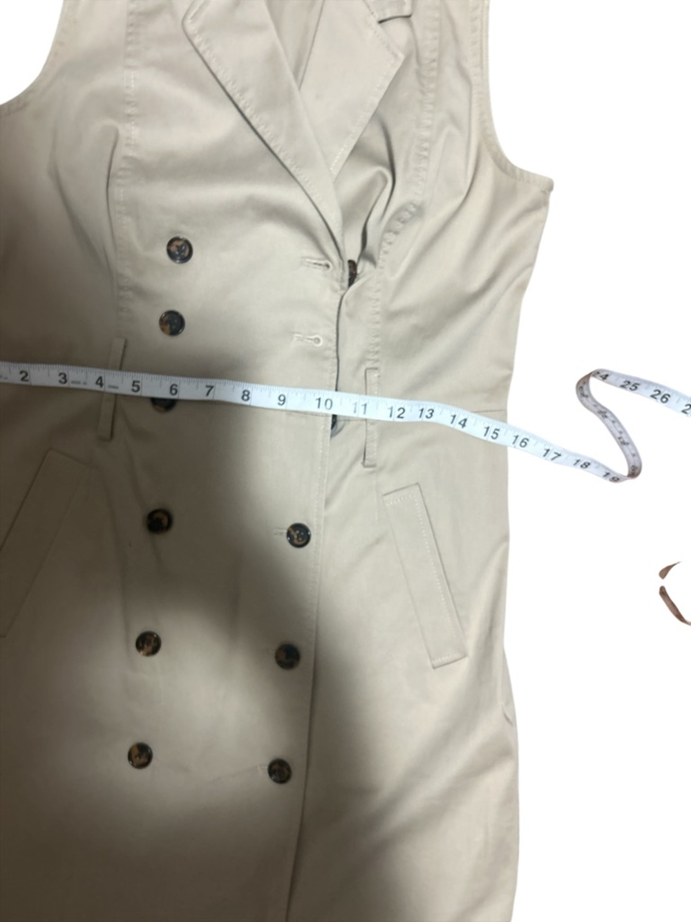 Banana Republic Khaki Sleeveless Trench Dress Petite 2P Quiet Luxury - Picture 7 of 9